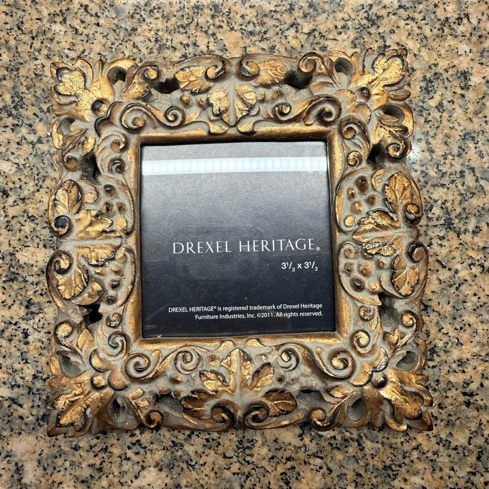 Drexel Heritage Gold Ornate Picture Photo Frame 3.5x3.5 Baroque Rococo Tabletop